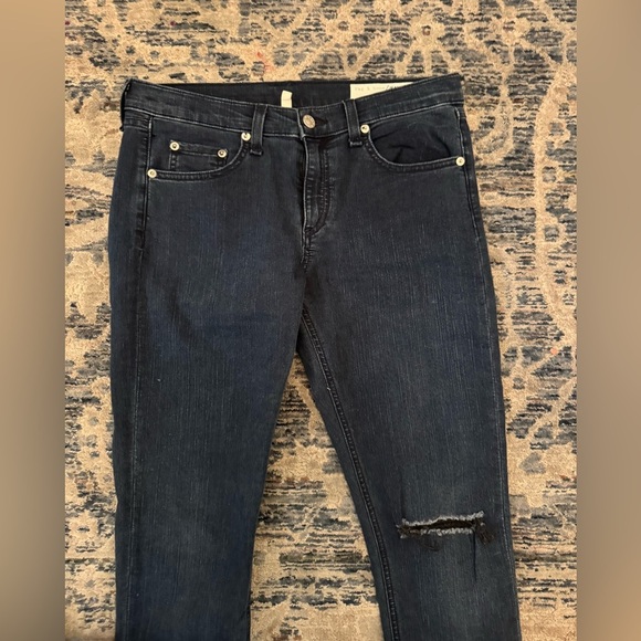Rag & Bone Terra Blues Dark Wash Distressed Straight Leg Jeans• 29 - Picture 2 of 9